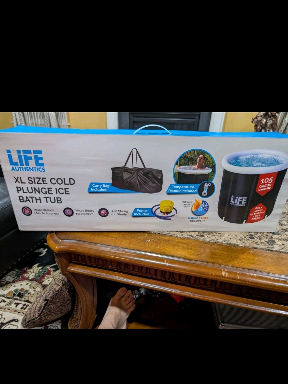 Life Authentics XL Cold Plunge Ice Bath Tub - Black
